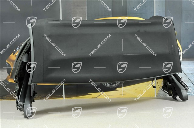Convertible top, complete, glass window, incl. black folding top cover, little damage convertible top covering