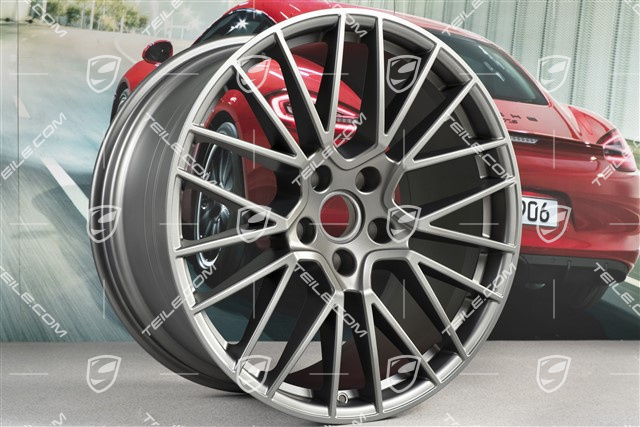 21" Felgensatz Cayenne RS Spyder, 11J x 21 ET58 + 9,5J x 21 ET46, Platinum Seidenmatt