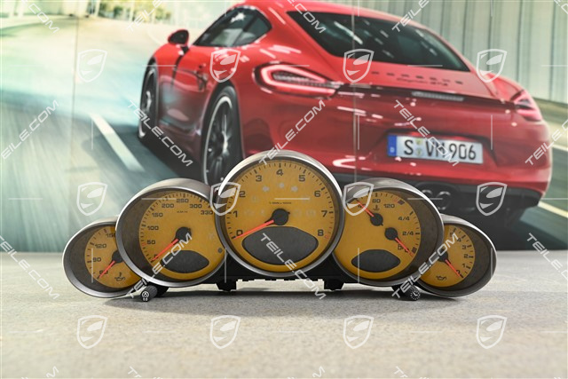 Instrument cluster / Speedometer, Carrera, 6-speed manual transmission, dials in speed yellow
