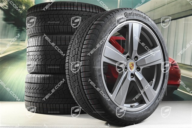 22" Winterräder Cayenne Exclusive Design Sport, Felgen 10J x 22 ET48 +11,5J x 22 ET61 + NEUE Continental Winterreifen 285/40 R22 + 315/35 R22, in Vesuvgrau
