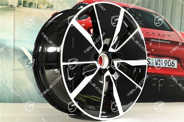 21" Komplet felg Macan Turbo, 8,5J x 21 ET27 + 10,5J x 21 ET47, czarny wysoki połysk