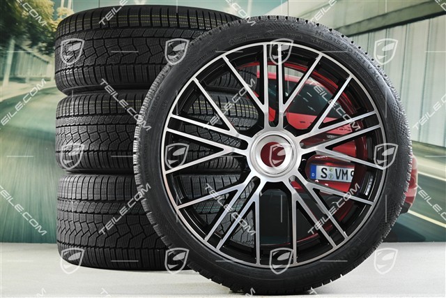 21-inch Panamera Turbo S Winter wheel set, central lock, wheel rims 9,5J x 21 ET71 + 10,5J x 21 ET71 + NEW Continental Winter Contact TS860 S winter tyres 275/35 R21 + 315/30 R21, black high gloss