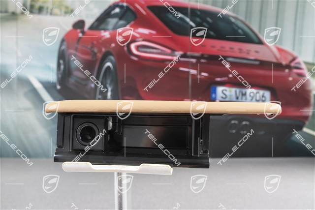 Aschenbecherhalterung mit Deckel, Leder, Sandbeige