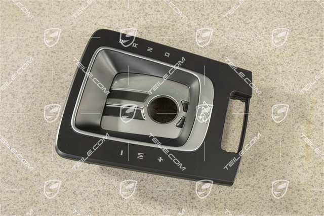 Cover shift gate, PDK, Turbo S Exclusive Series, Black/Galvano silver