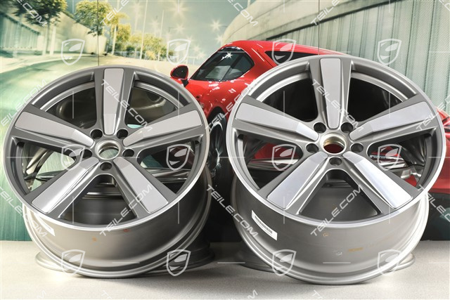 22" Komplet felg Cayenne Coupe Exclusive Design Sport, 10J x 22 ET48 +11,5J x 22 ET52, platynowy srebrny