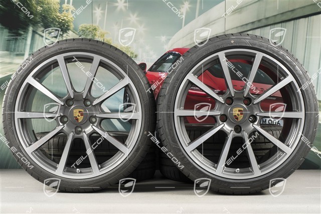 20-inch Carrera Classic summer wheels set, rims 8J x 20 ET57 + 10J x 20 ET45 + NEW GoodYear summer tires 235/35 ZR20 + 265/35 ZR20, with TPMS