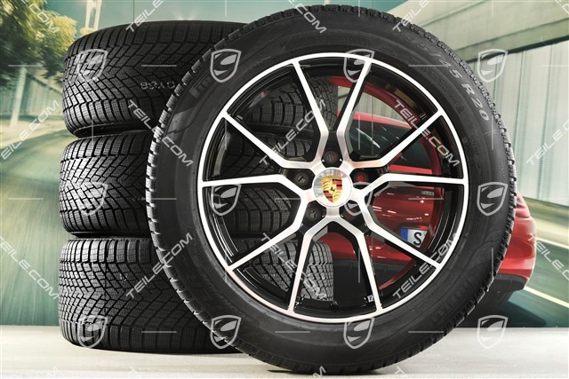 20-inch Cayenne S winter wheel set, rims 9J x 20 ET50 + 10,5J x 20 ET55 + Pirelli winter tyres 255/55 R20 + 295/45 R20, with TPMS, black high gloss