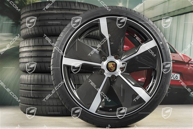 21" Exclusive Design summer wheel set, rims 9,5J x 21 ET60 + 11,5J x 21 ET66 + NEW Goodyear summer tyres 265/35 R21 + 305/30 R21, Carbon aeroblades