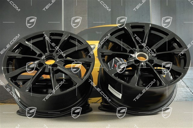 19" Boxster S Felgensatz, 8J x 19 ET57 + 10J x 19 ET45, in Schwarz Hochglanz