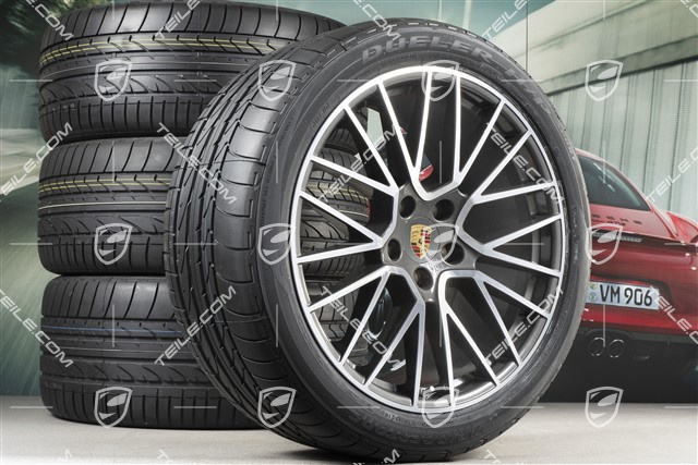 21-inch Cayenne RS Spyder summer wheel set, rims 9,5J x 21 ET46 + 11,0J x 21 ET58 + Bridgestone Dueler H/P Sport summer tyres 285/40 R21 + 315/35 R21, with TPMS,
