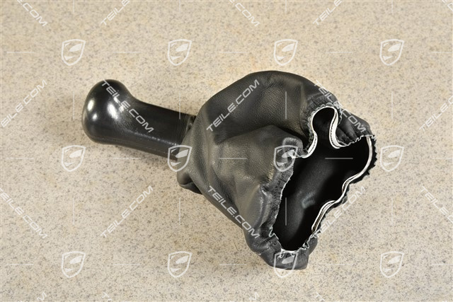Gear shift knob, 6-speed, black leather, signs of wear, 96.000 km