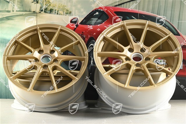 20" "Spyder" / "718 Sport" Felgen Satz, Felgen 8,5J x 20 ET57 + 10,5J x 20 ET47, Aurum Seidenmatt