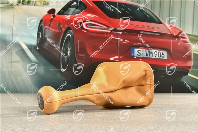 Schaltknauf /Schalthebelknopf mit Schaltmanschette Leder, Kaschmirbeige