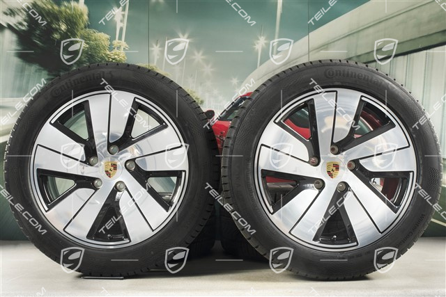 19" Taycan S winter wheel set, rims 8J x 19 ET50 + 10J x 19 ET47 + NEW Continental winter tyres 225/55 R19 + 275/45 R19