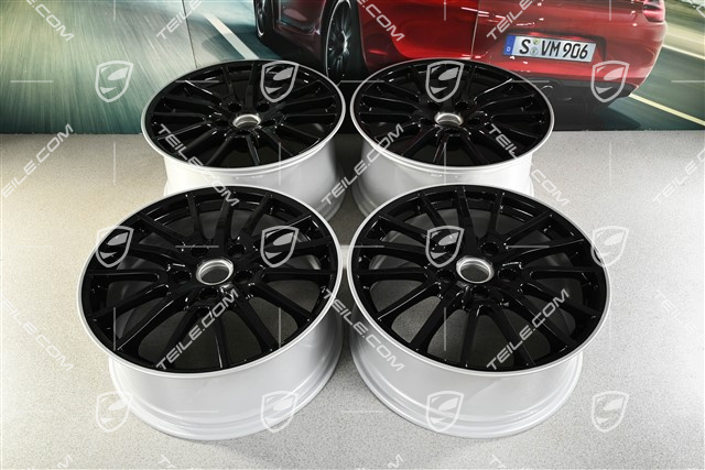 19-inch Sport Design wheel set, black, wheels 8J x 19 ET57 + 9,5J x 19 ET46, wheel star in black / silver pinstripe round the edge