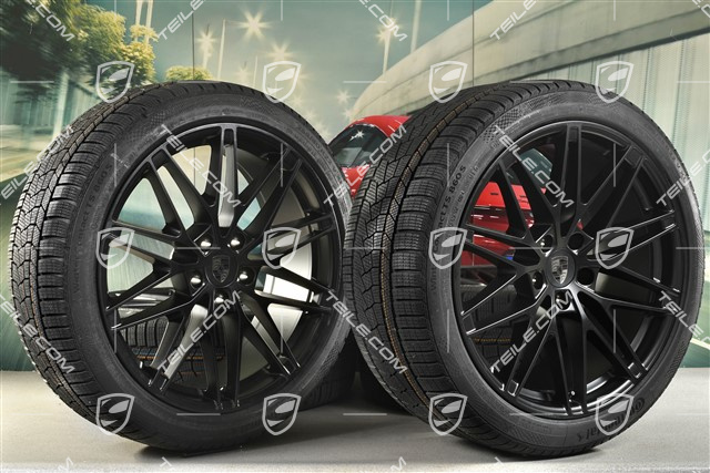 22" koła zimowe RS Spyder Design, felgi 9J x 22 ET29 + 11J x 22 ET47 + NOWE opony zimowe Continental 255/40 R22 + 295/35 R22, czarny satynowy półmat