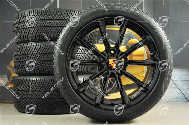 19" Boxster S Winterräder Satz, Felgen 8J x 19 ET57 + 10J x 19 ET45, Michelin Pilot Alpin 4 Winterreifen 235/40 R19 + 265/40 R19, in Schwarz Hochglanz