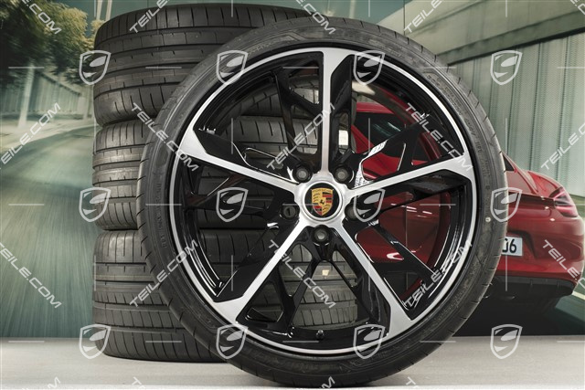 21" Cross Turismo Design summer wheel set, rims 9,5J x 21 ET60 + 11,5J x 21 ET66 + NEW Goodyear summer tyres 265/35 R21 + 305/30 R21, black high gloss + glossy surface