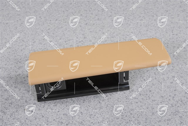 Aschenbecherhalterung mit Deckel, Leder, Sandbeige