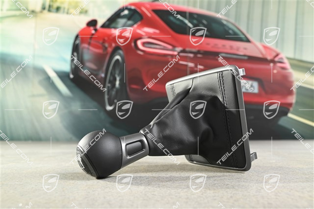 Shift lever / gear shift knob with leather gaiter / sleeve, 7-speed manual transmission