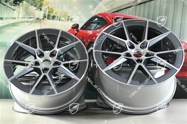 20+21" Carrera S Felgensatz, 8,5J x20 ET50 + 11,5J x 21 ET79, Wanadium Grey