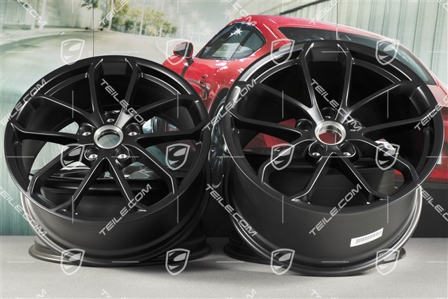 20-inch wheel rim set 718 Cayman GT4, wheel rims 8,5J x 20 ET61 + 11J x 20 ET50, black satin matt