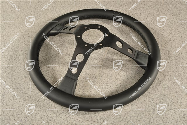 Sportlenkrad, 3-Speichen, Schwarz Leder mit 12-Uhr-Markierung, ohne Airbag Nur für Rennbetrieb. Ohne Straßenzulassung