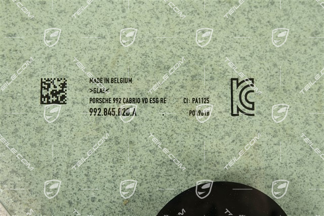 Convertible, Door side window glass, R