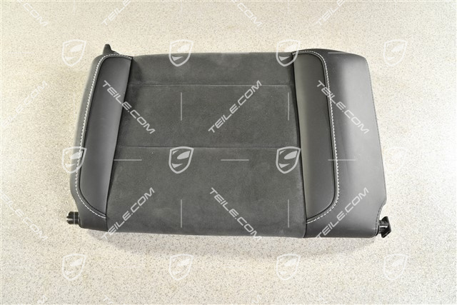 Cabrio / Targa GTS, Back seat backrest, Rear, Leather / Alcantara , Black with Rhodium stitching, L