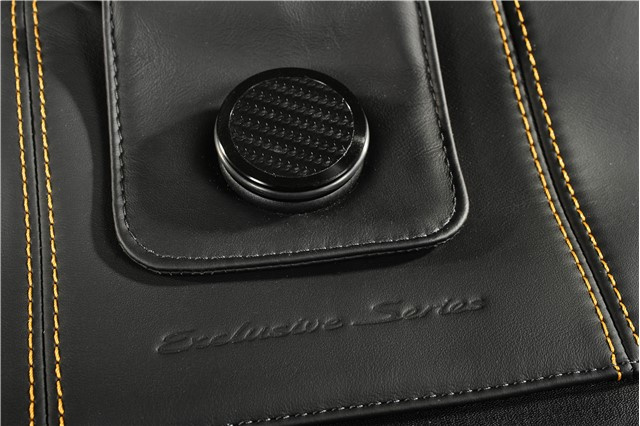 Reisetaschen Set (komplett), Exclusive Series, Leder schwarz mit farbiger Ziernaht in Gold, 4-teilig