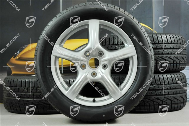18" Panamera Winterräder Satz, 8J x 18 ET 59 + 9J x 18 ET 53, mit Pirelli Sottozero II Winterreifen 245/50 R18 + 275/45 R18, ohne RDK-Sensoren