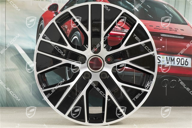 20" Felga Taycan Turbo Aero, 9J x 20 ET54, czarny wysoki połysk + frezowana powierzchnia