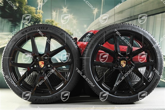 21-inch Panamera SportDesign Winter wheel set, wheel rims 9,5J x 21 ET71 + 10,5J x 21 ET71 + Michelin Pilot Alpin 5 winter tyres 275/35 R21 + 315/30 R21, black high gloss