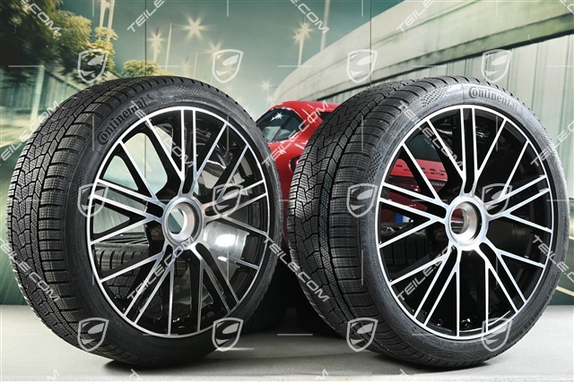21-inch Panamera Turbo S Winter wheel set, central lock, wheel rims 9,5J x 21 ET71 + 10,5J x 21 ET71 + NEW Continental Winter Contact TS860 S winter tyres 275/35 R21 + 315/30 R21, black high gloss