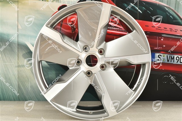 21" Felga Taycan Exclusive Design, 11,5J x 21 ET66, srebrna Platinum Silver, tylna, L