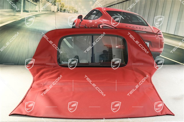 Soft top cover, complete, with glass window, slight abrasion (see pictures), red