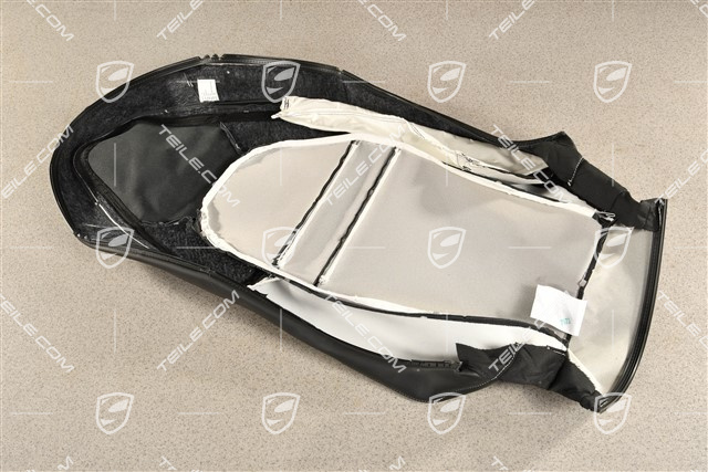 Lehnenbezug, Leder Schwarz mit Kreide Naht Faden, R