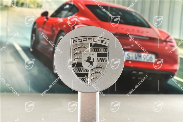 Hub cap, concave, emblem in Rhodium, platinum silver