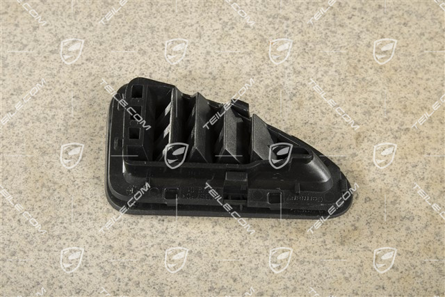 Dashboard side vent / grille / defroster trim, upper, Black, L