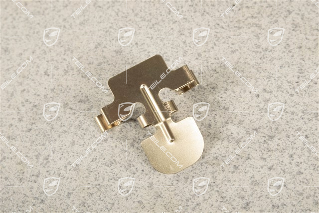 Rear axle fixed caliper spring, brake pad mouting