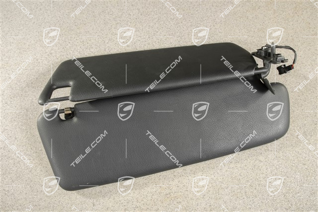 Sonnenblende, mit Spiegel, Schwarz, Kunstleder, L