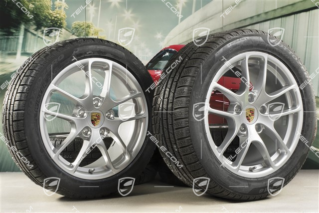 18" Cayman koła zimowe komplet, felgi 8J x 18 ET57 + 9,5J x 18 ET49, opony zimowe Pirelli Sottozero II 235/45 R18 + 265/45 R18