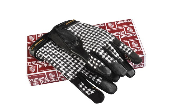 Porsche Classic Assembly gloves, Pepita / houndstooth, black, size 10