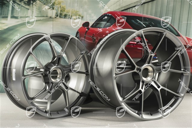 20"+21" GT3 Felgen Satz, 9,5J x 20 ET46 + 12J x 21 ET45, in Darksilver