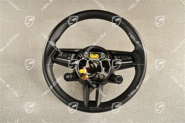 Multifunction steering wheel, Leather, Black