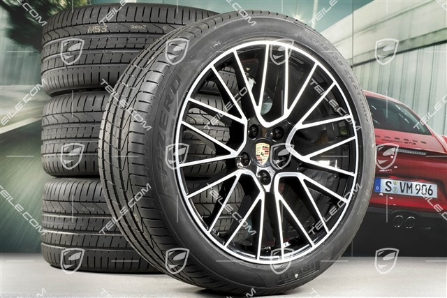 21" koła letnie Cayenne RS Spyder, komplet, felgi 9,5J x 21 ET46 + 11,0J x 21 ET58 + opony letnie Pirelli P Zero 285/40 R21 + 315/35 R21, z czujnikami ciśnienia, EXCLUSIVE
