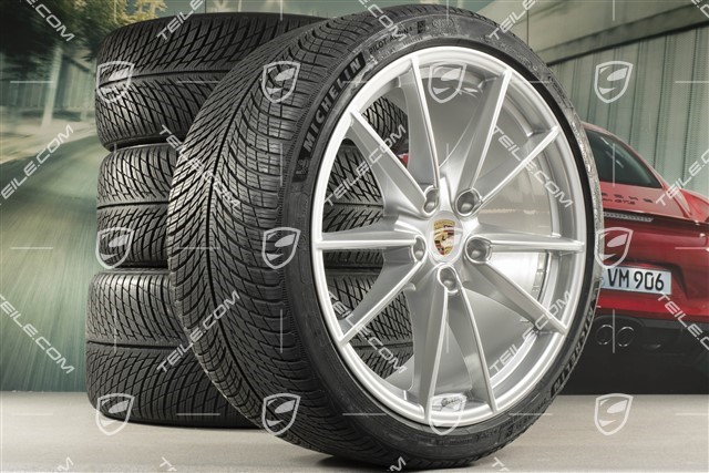 20"+21" Carrera S Winterräder Satz, Felgen 8,5J x 20 ET53 + 11J x 21 ET66 + Michelin Winterreifen 245/35 R20 + 295/30 R21, mit RDK-Sensoren