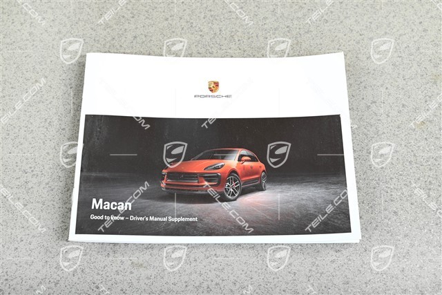 Dodatek do instrukcji obsługi Porsche Macan / instrukcja obsługi, język angielski, 09/2022