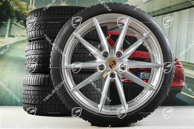 20"+21" Carrera S winter wheel set, rims 8.5J x 20 ET53 + 11J x 21 ET66 + NEW Continental winter tyres 245/35 R20 + 295/30 R21, with TPMS sensors, DOT/prod. year 2022