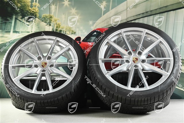 20"+21" Carrera S winter wheel set, rims 8.5J x 20 ET53 + 11J x 21 ET66 + NEW Continental winter tyres 245/35 R20 + 295/30 R21, with TPMS sensors, DOT/prod. year 2022